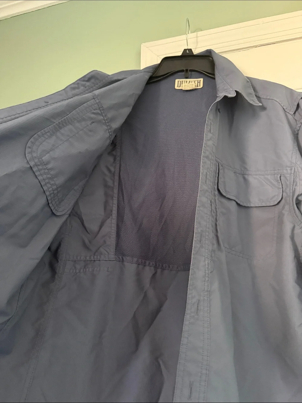 Duluth Trading Co Slate Blue Long Sleeve Button Up Shirt